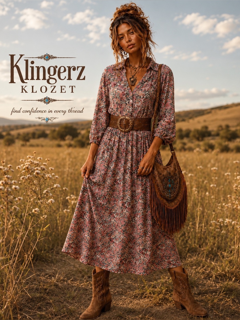 Floral Button-Front Midi Dress by Kate and Sam